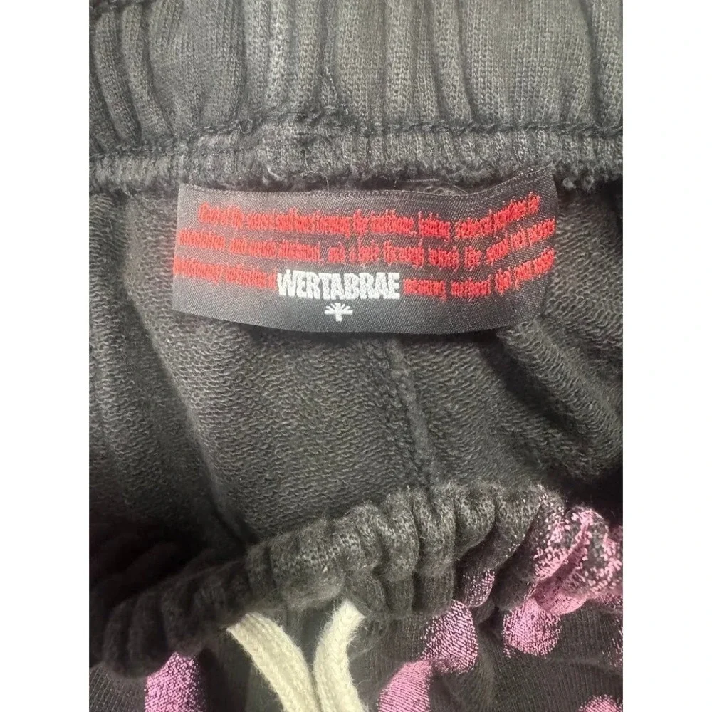 Unknown Brand Skull Print Distressed Sweat‎ Shorts Black Pink Streetwear Mens